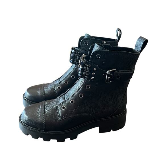 Karl Lagerfeld Maeva Leather Moto Ankle Boots Embellished Straps NEW Size 6 - Picture 3 of 9
